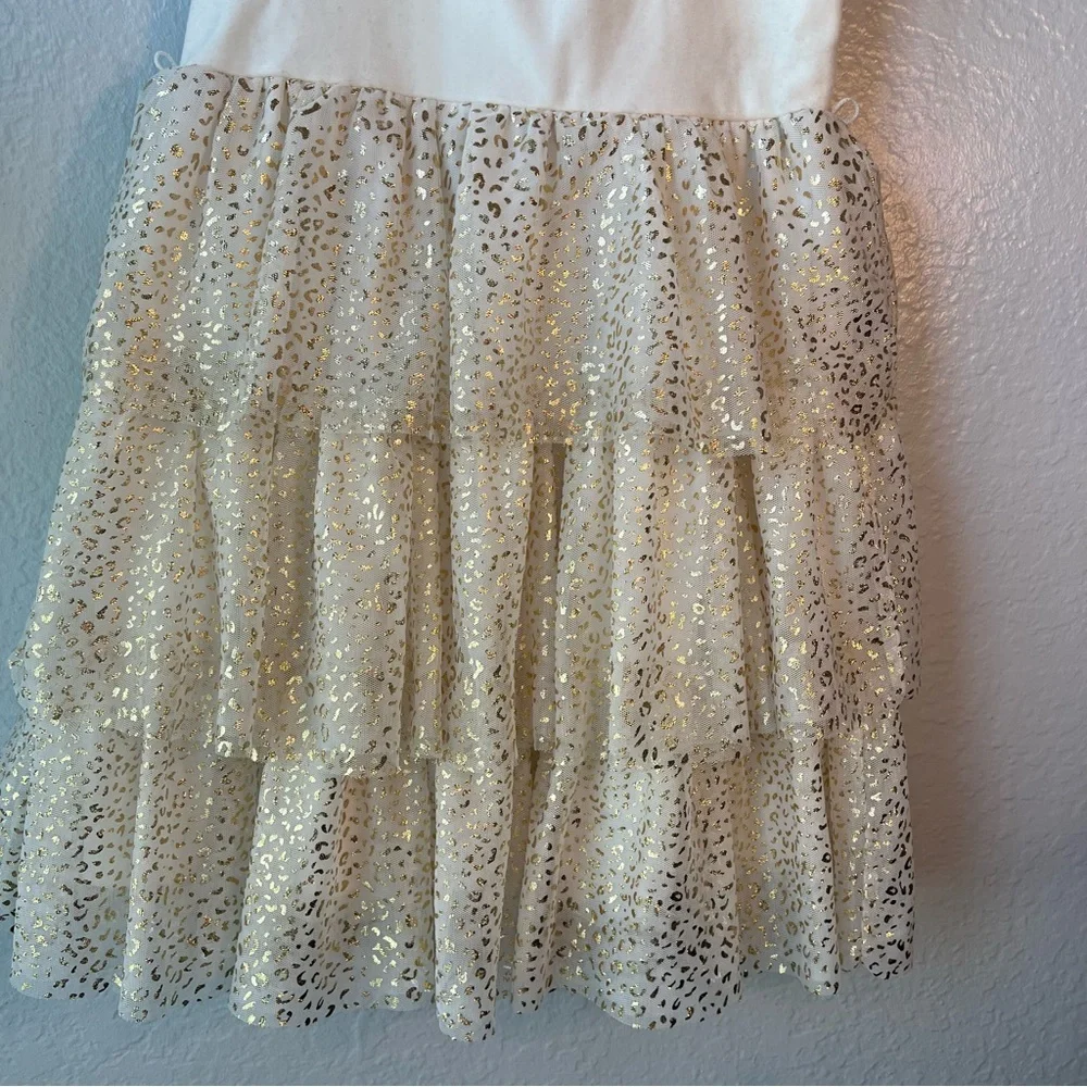 NWT CHILDRENS PLACE  Toddler WHITE/GOLD PRINCESS SPARKLE DRESS Large 10/12‎